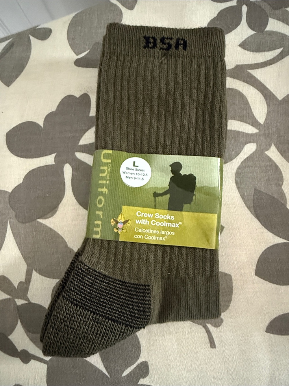 Boy Scout Olive Crew Socks with Coolmax Men’s 9-11.5